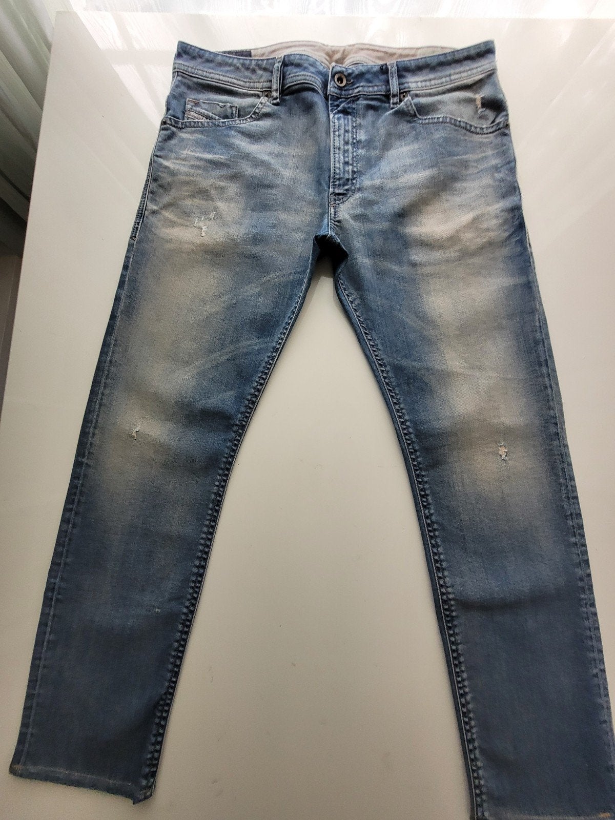 DIESEL THOMMER SLIM SKINNY STRETCH DESTROY JEANS SIZE 36/30!, Kleding | Heren, Spijkerbroeken en Jeans, Diesel, Blauw, W32 (confectie 46) of kleiner