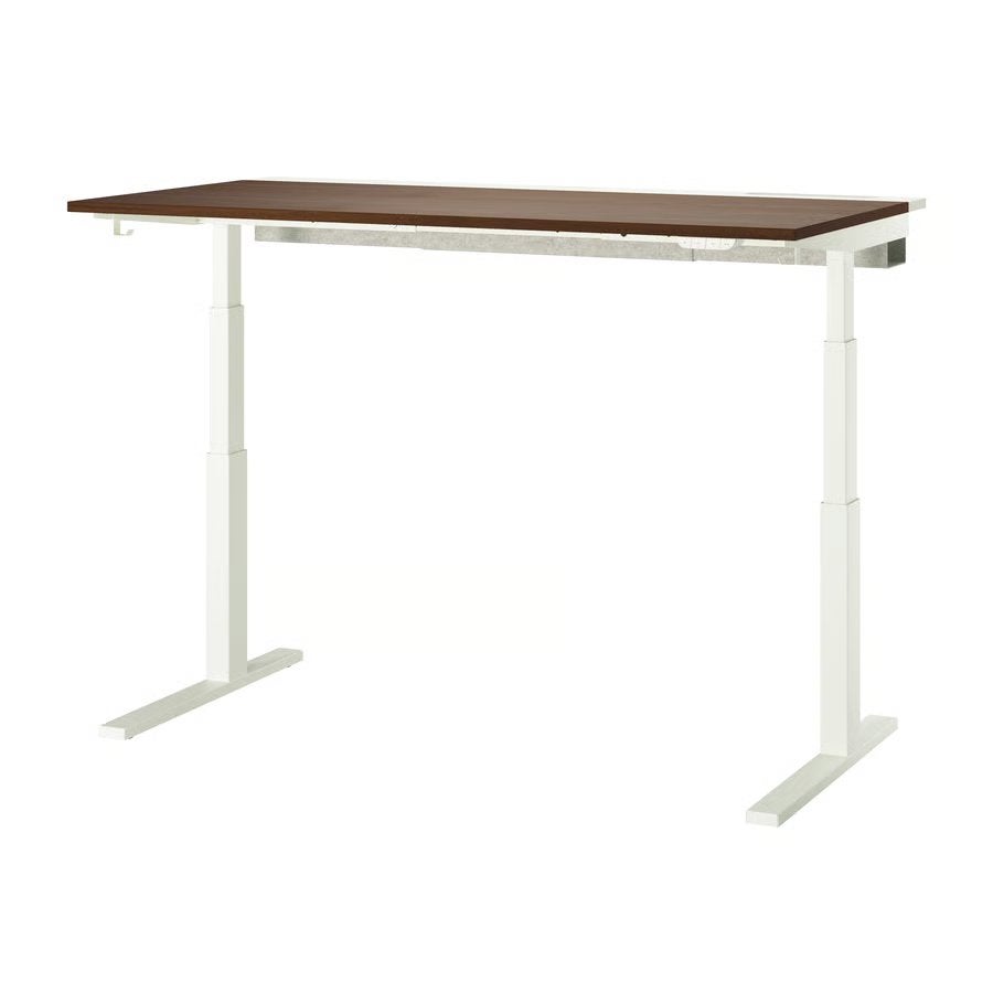 Bureau Ikea Mittzon 160x80 walnoot/wit elektrisch, Ophalen, Zit-sta bureau, Zo goed als nieuw, IKEA