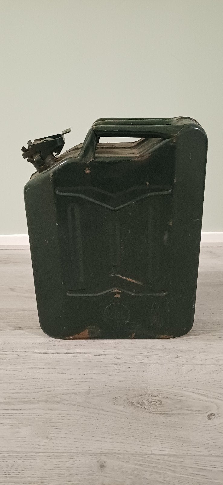 Vintage metal jerrycan 20L - Legergroen, Ophalen of Verzenden