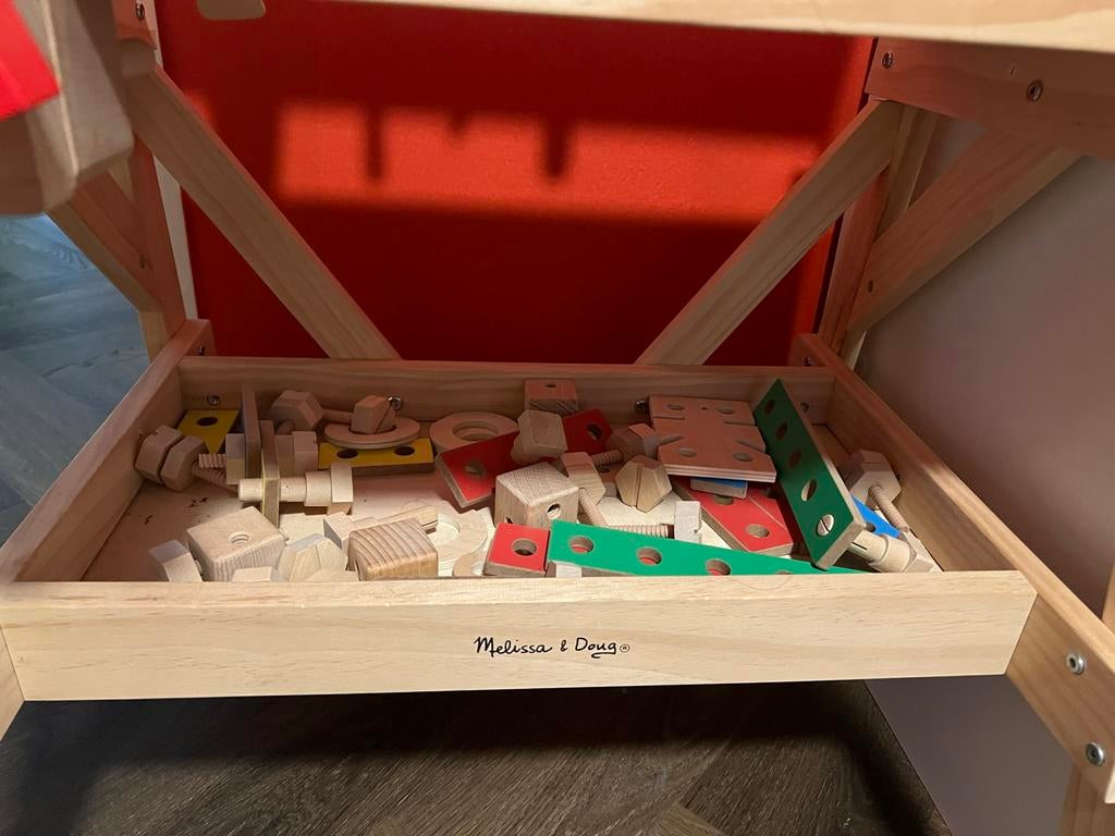Melissa & Doug Houten Werkbank met Gereedschap, Ophalen, Zo goed als nieuw, Jongen of Meisje