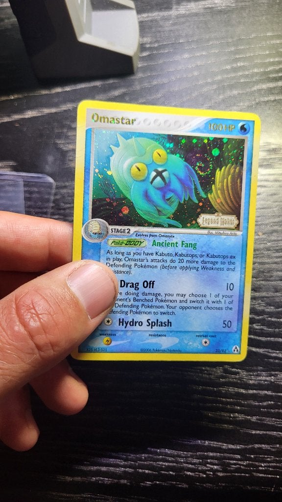 Pokémon Omastar Reverse Holo Legend Maker 23/92 Mooie Swirl, Ophalen of Verzenden, Zo goed als nieuw, Losse kaart, Foil