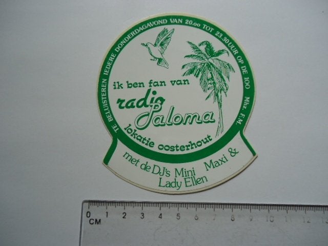 sticker oud Radio PALOMA piraat zender piraten oosterhout, Verzamelen, Verzenden, Zo goed als nieuw, Bedrijf of Vereniging