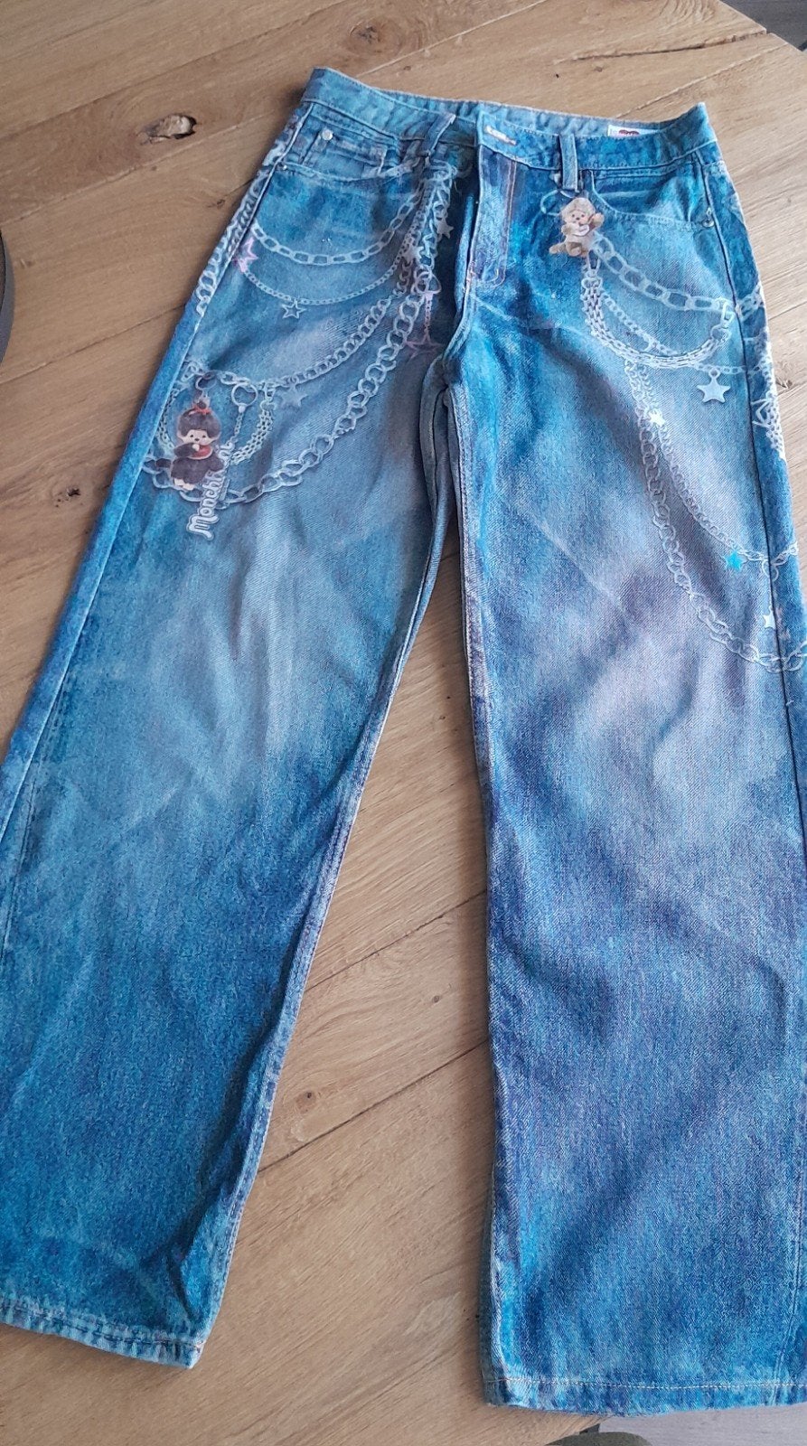 Nieuwe Bershka Monchhichi Jeans mt 36, Blauw, Nieuw, Maat 36 (S), Lang