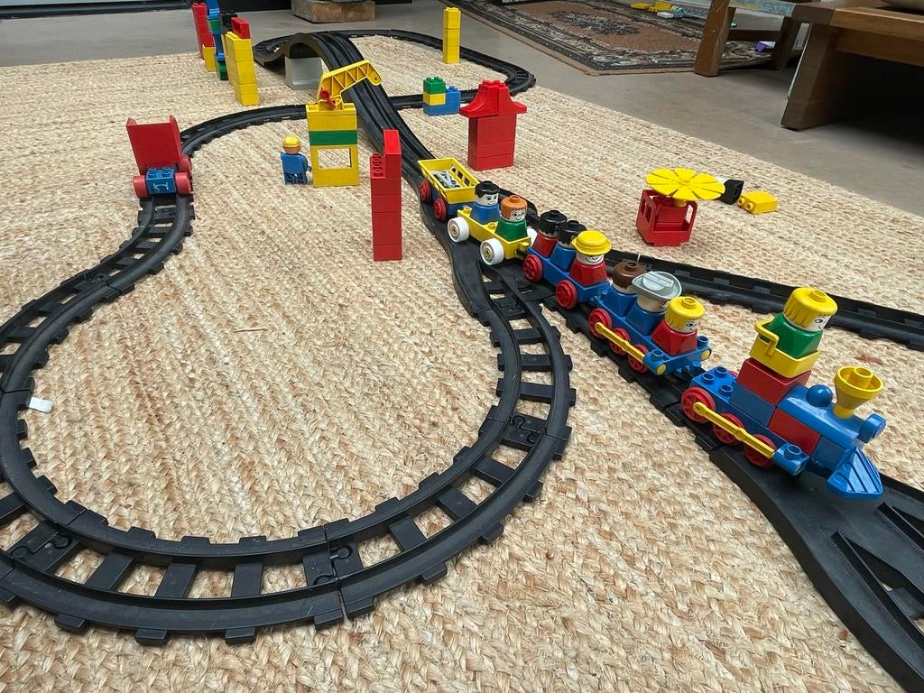 Vintage Duplo treinbaan met brug en treinen, Ophalen of Verzenden, Gebruikt