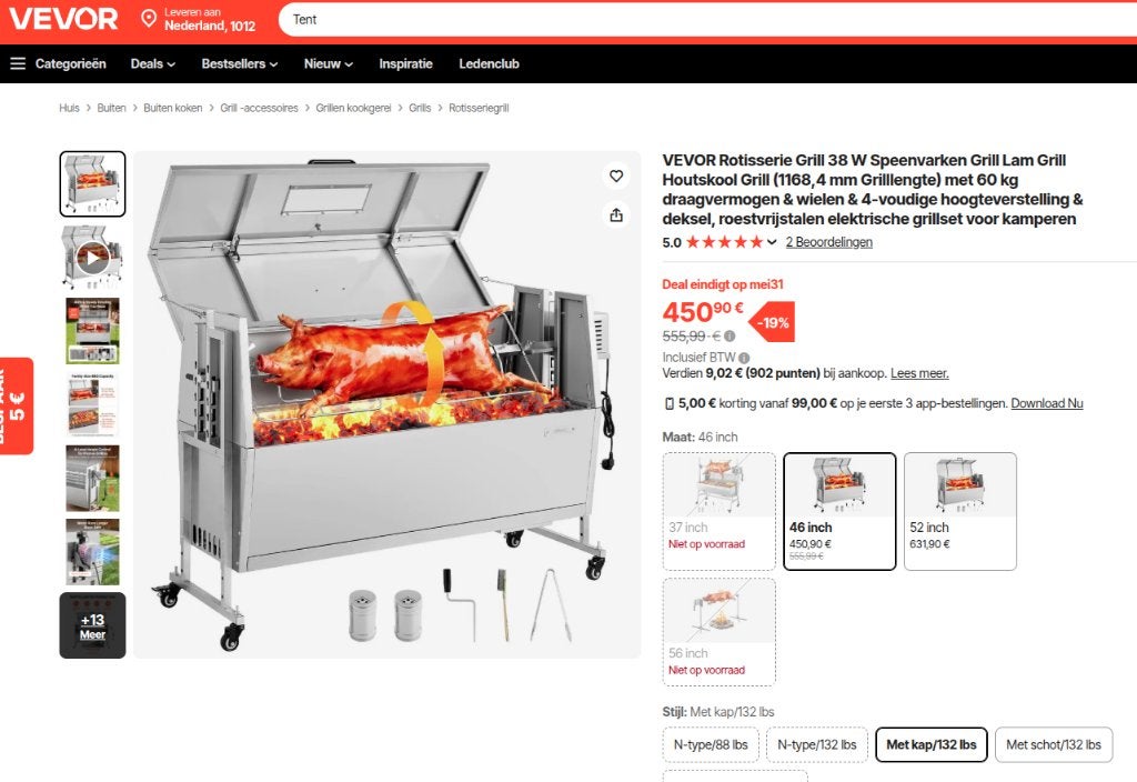 Barbecue type Vevor rotisserie roaster grill, Ophalen, Nieuw, Vevor