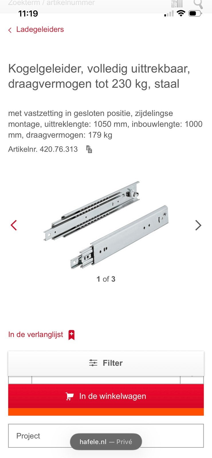 Zeer sterke lade geleiders 179-230kg, Ophalen, Zo goed als nieuw, 250 mm of meer