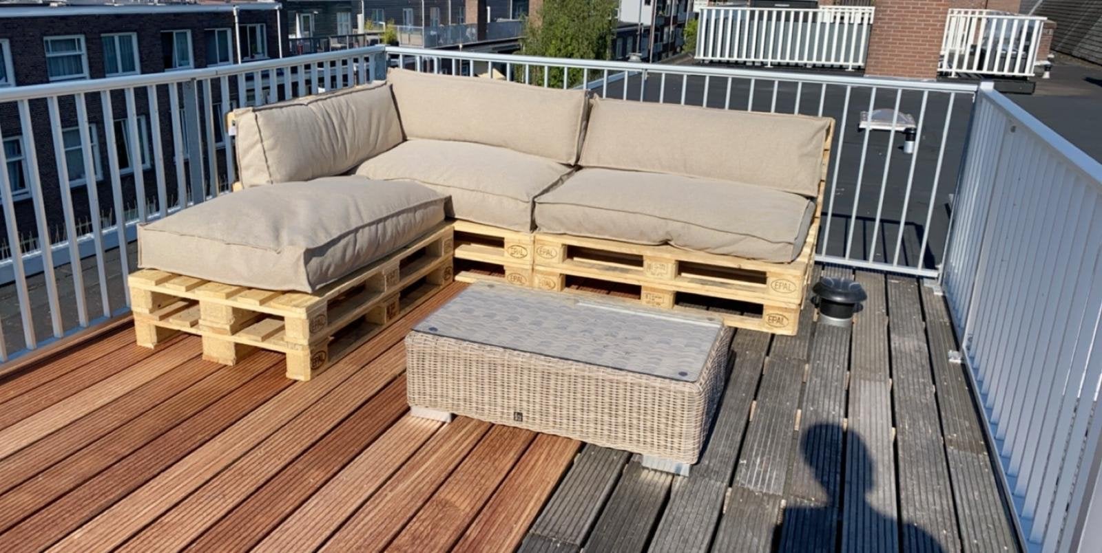 Palletkussens 2L Home & Garden Beige, Ophalen, Overige materialen, 6 zitplaatsen, Zo goed als nieuw
