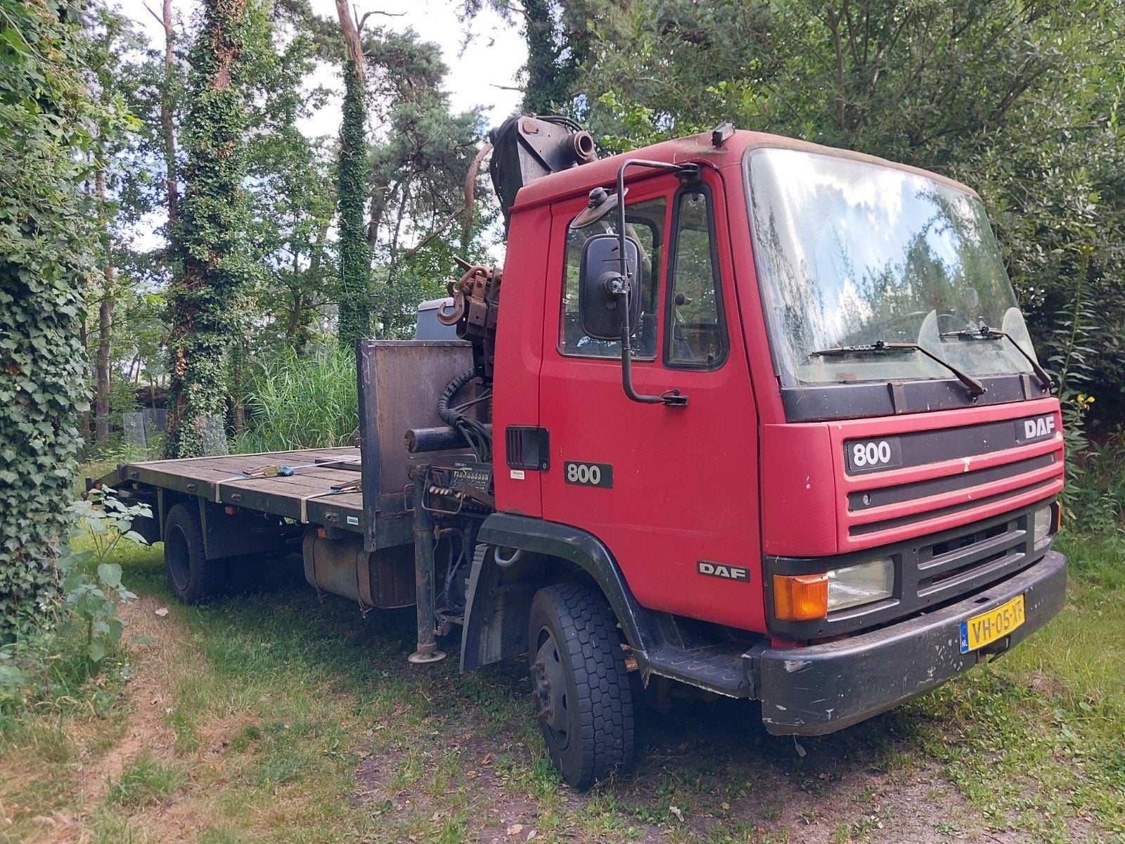 DAF 800, 4.5 ton HIAB kraan, 3 ton lier, enkel tol! C1 rijbe, Auto's, Vrachtwagens, Particulier, Ophalen