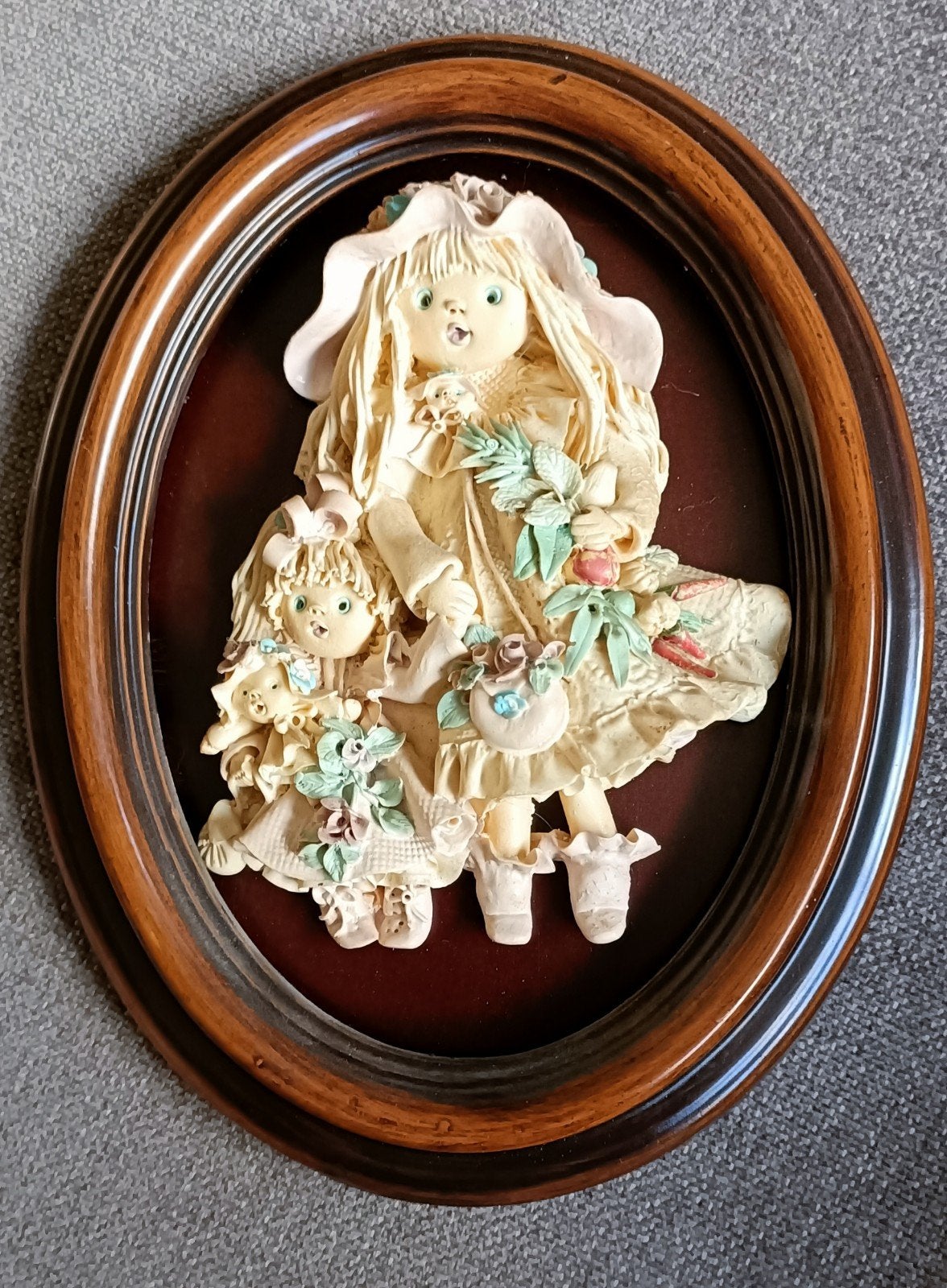 Goldina Art-Collection Wanddecoratie: Meisje met pop, Antiek en Kunst, Ophalen of Verzenden, Handgemaakt, Wanddecoratie, 20 - 50 cm