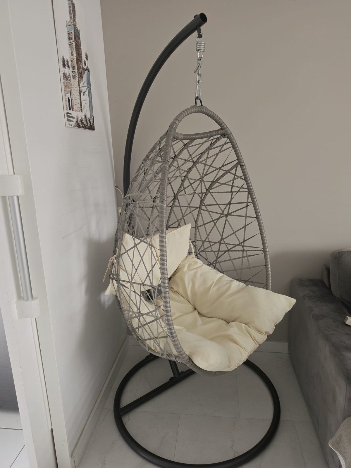 Stijlvolle hangstoel egg, Huis en Inrichting, Stoelen, Ophalen, Zo goed als nieuw, Metaal, Eén
