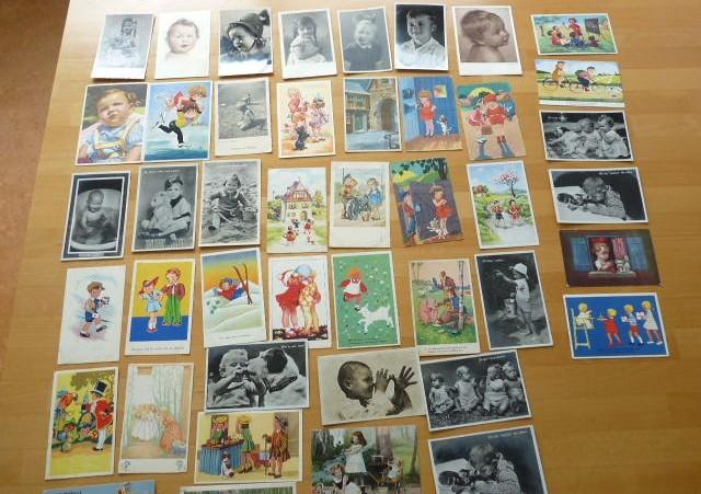 43 kinderkaarten, veel voor 1940, Verzamelen, Ansichtkaarten | Themakaarten, Ophalen of Verzenden, 1920 tot 1940, Sterren en Beroemdheden