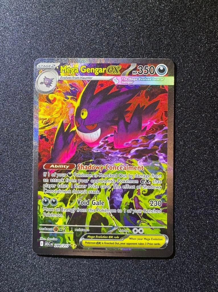 Mega Gengar ex 284/217 - Ascended heroes Pokémon Kaart, Ophalen of Verzenden, Zo goed als nieuw, Losse kaart, Foil