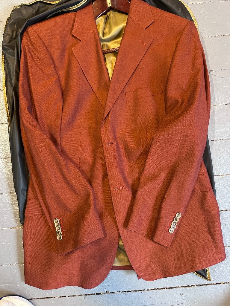 Vintage Colbert man 1.75-1.80 75-85 kg, Kleding | Heren, Ophalen of Verzenden, Zo goed als nieuw, Maat 52/54 (L), Oranje