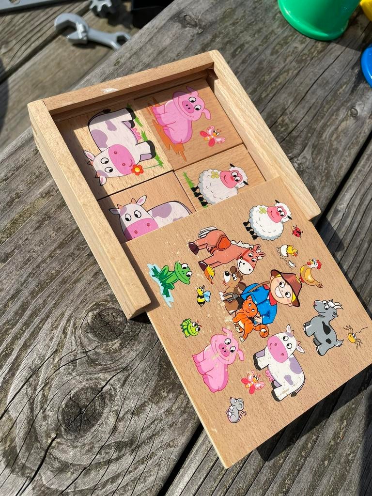 Set houten dieren memorie en domino, Ophalen of Verzenden, Zo goed als nieuw, Overige typen