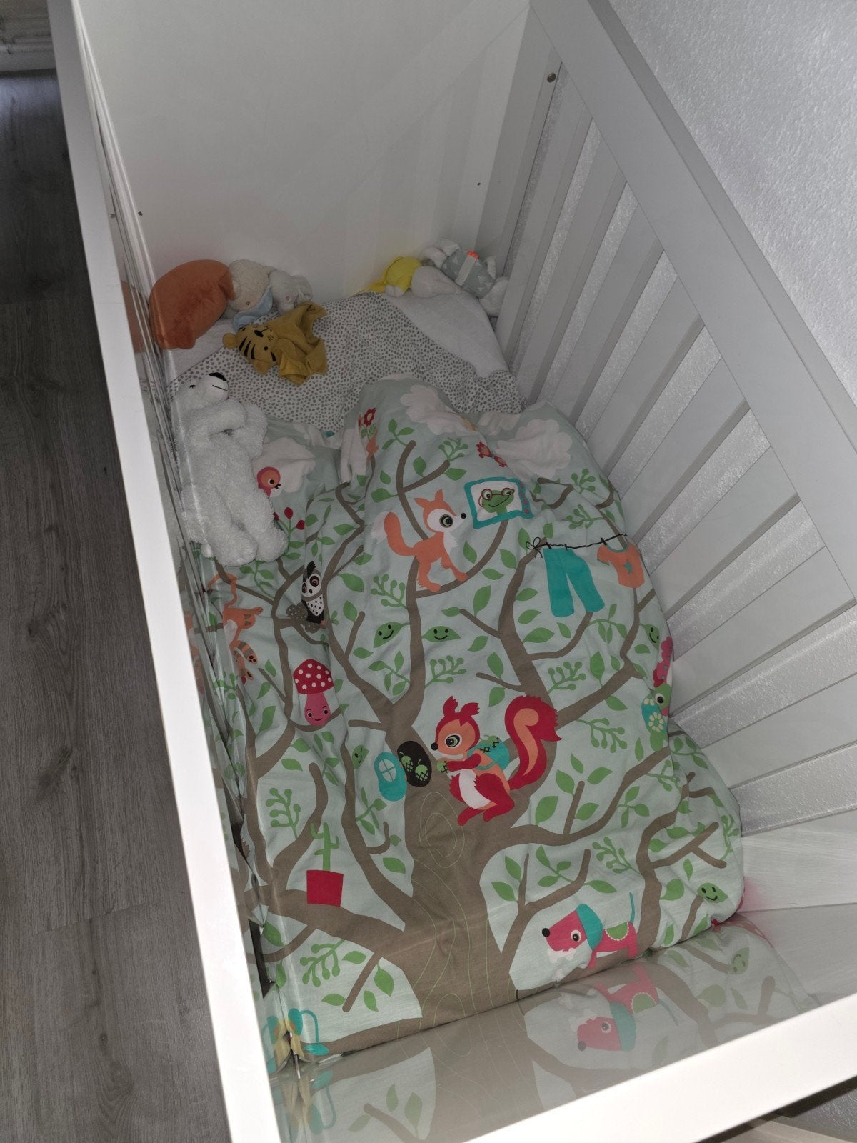 Interbaby Wieg Set - Wit Ledikant met Matras, Kinderen en Baby's, Ophalen, Zo goed als nieuw, Minder dan 140 cm, Matras