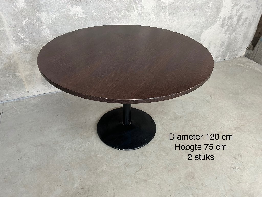 Ronde Eettafel Horeca 120 cm, Ophalen, 60 tot 90 cm, Hout, Gebruikt