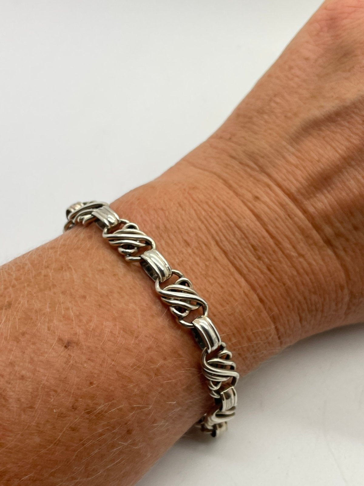 F221 Prachtige 835 zilveren schakel armband, Ophalen of Verzenden, Zilver, Armband