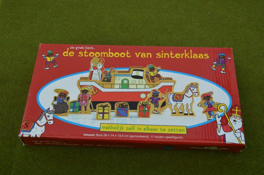 Houten vintage Stoomboot van Sinterklaas in doos, om zelf in, Ophalen of Verzenden, Gebruikt