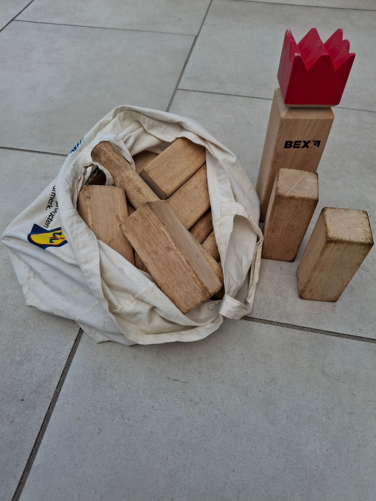 Kubb spel - Houten buitenspel met draagtas, Ophalen, Gebruikt