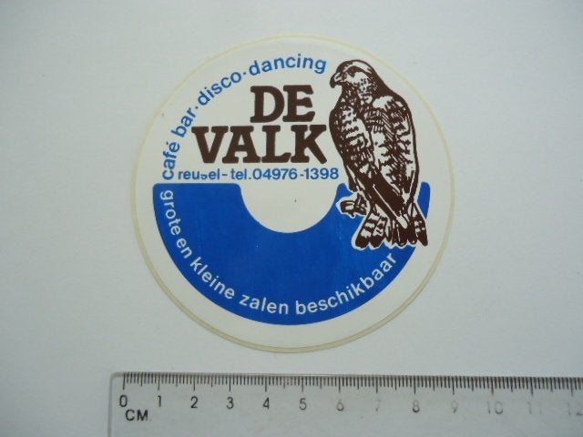 sticker oud REUSEL de VALK disco dancing cafe bar retro, Verzenden, Zo goed als nieuw, Bedrijf of Vereniging