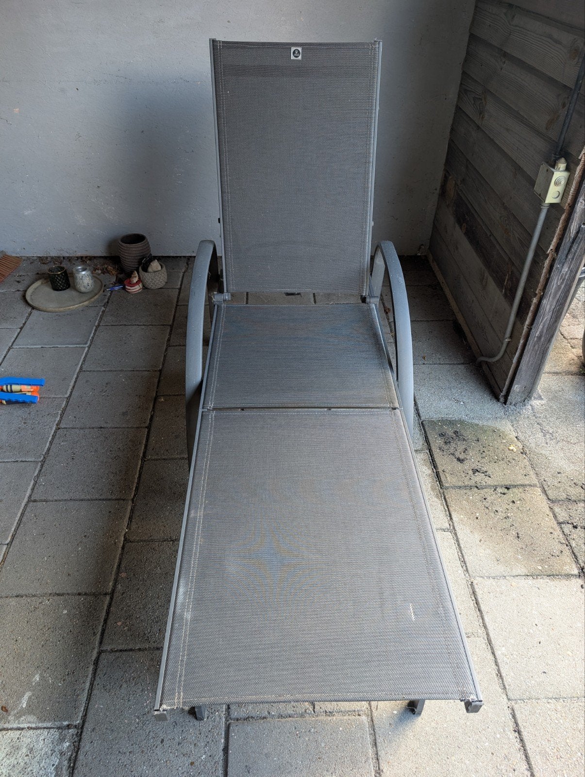 Comfortabele stevige ligstoel Le Sud in het grijs., Tuin en Terras, Ophalen, Gebruikt, Metaal, Verstelbaar