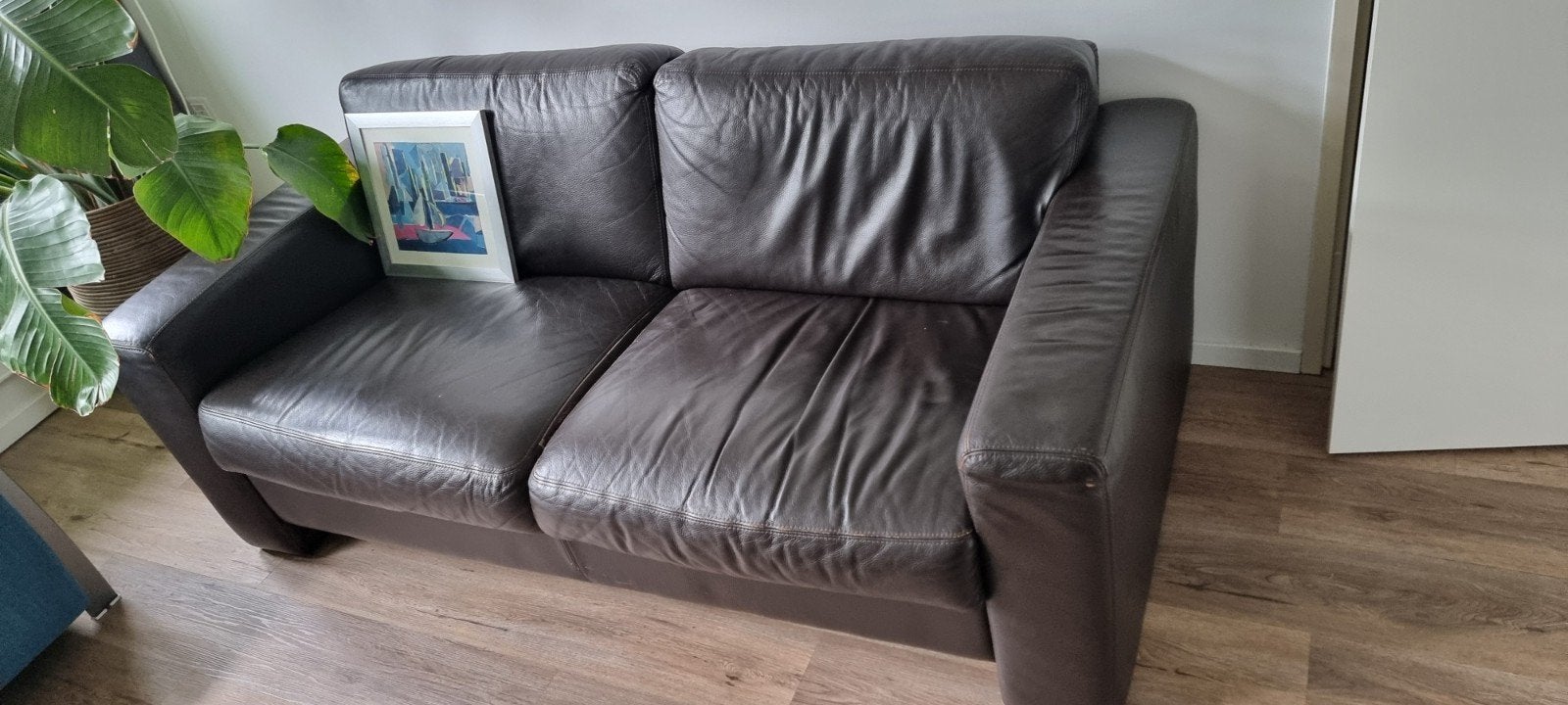 Leren bank, Ophalen, Gebruikt, 75 tot 100 cm, Leer