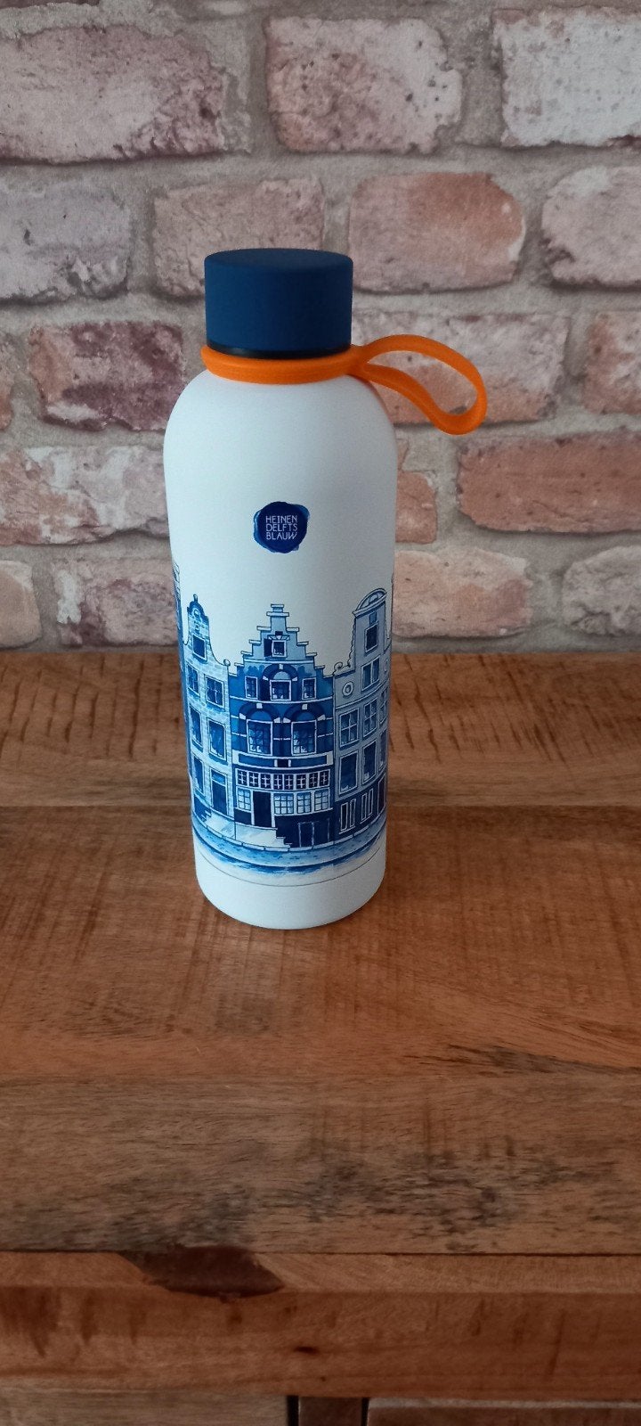 Heinen Delfts Blauw:Geisoleerde Grachtenpanden Drinkfles, 1446dt, Nieuw, Ophalen of Verzenden, Heinen delfts blauw