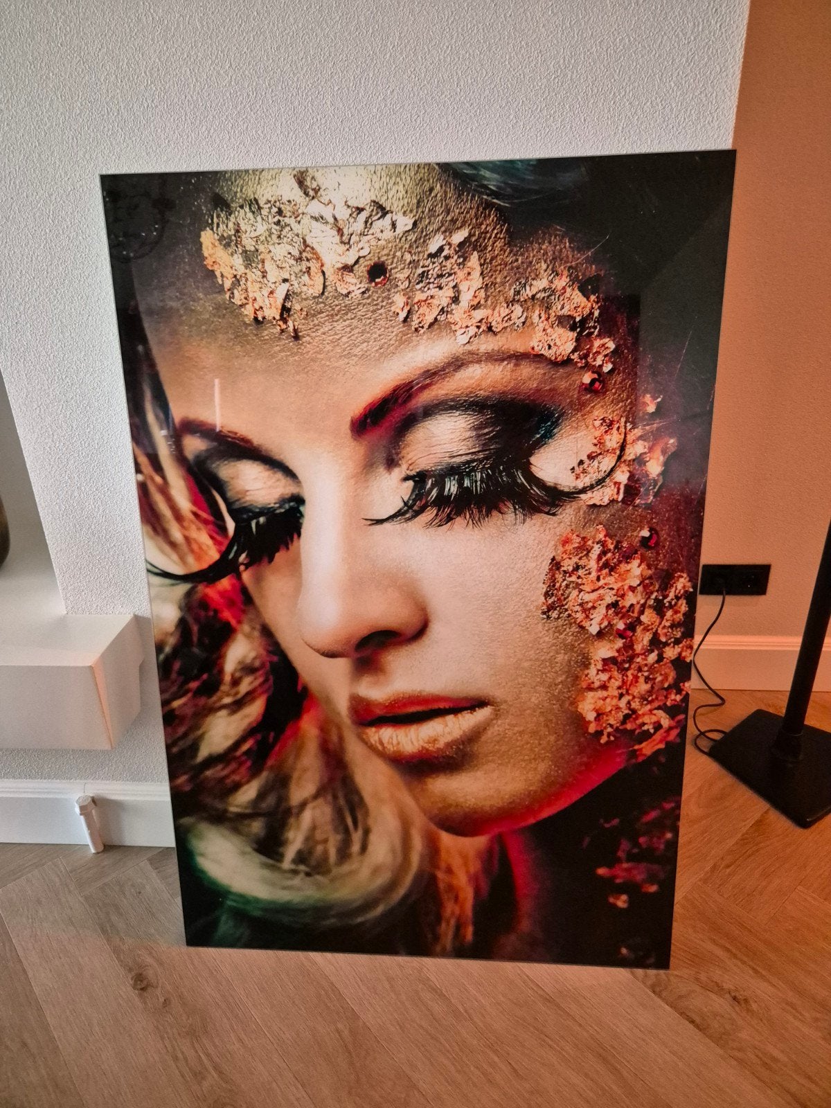 wanddecoratie / photo art / plexiglas "golden lady", Ophalen, Overige typen, Zo goed als nieuw, 75 tot 100 cm