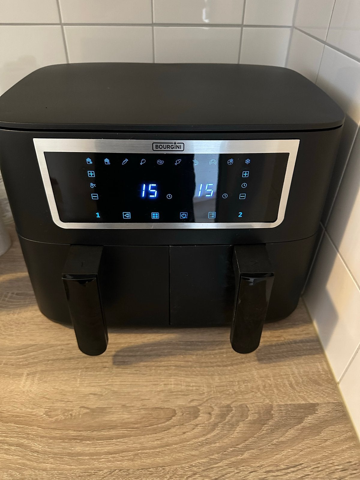 BOURGINI DUO HEALTH FRYER - Dubbele Airfryer, Ophalen, Zo goed als nieuw, Airfryer, 1500 gram of meer