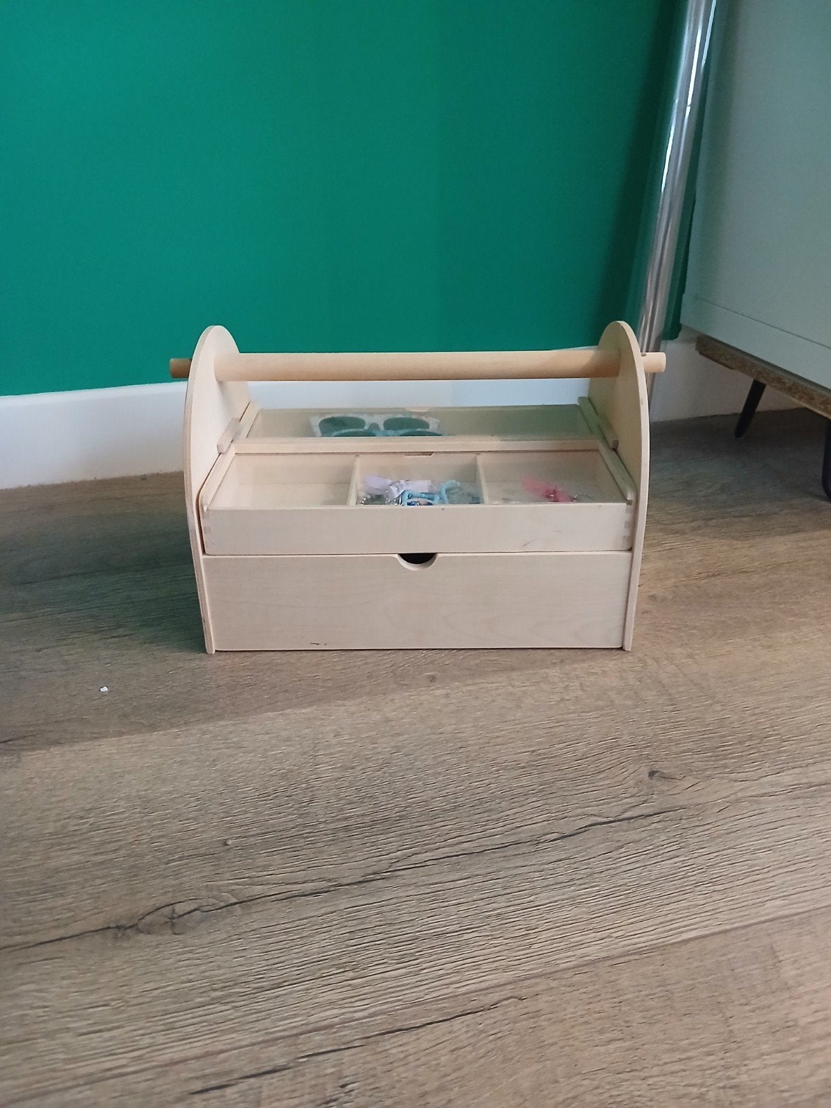 Houten sieradenkistje met lade en handvat, Ophalen, Gebruikt, Overige typen