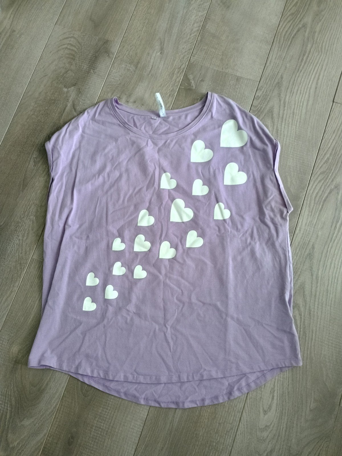 Nieuw T-shirt met hartjesprint - Maat 48/50, Kleding | Dames, T-shirts, Rainbow, Paars, Maat 46/48 (XL) of groter, Nieuw