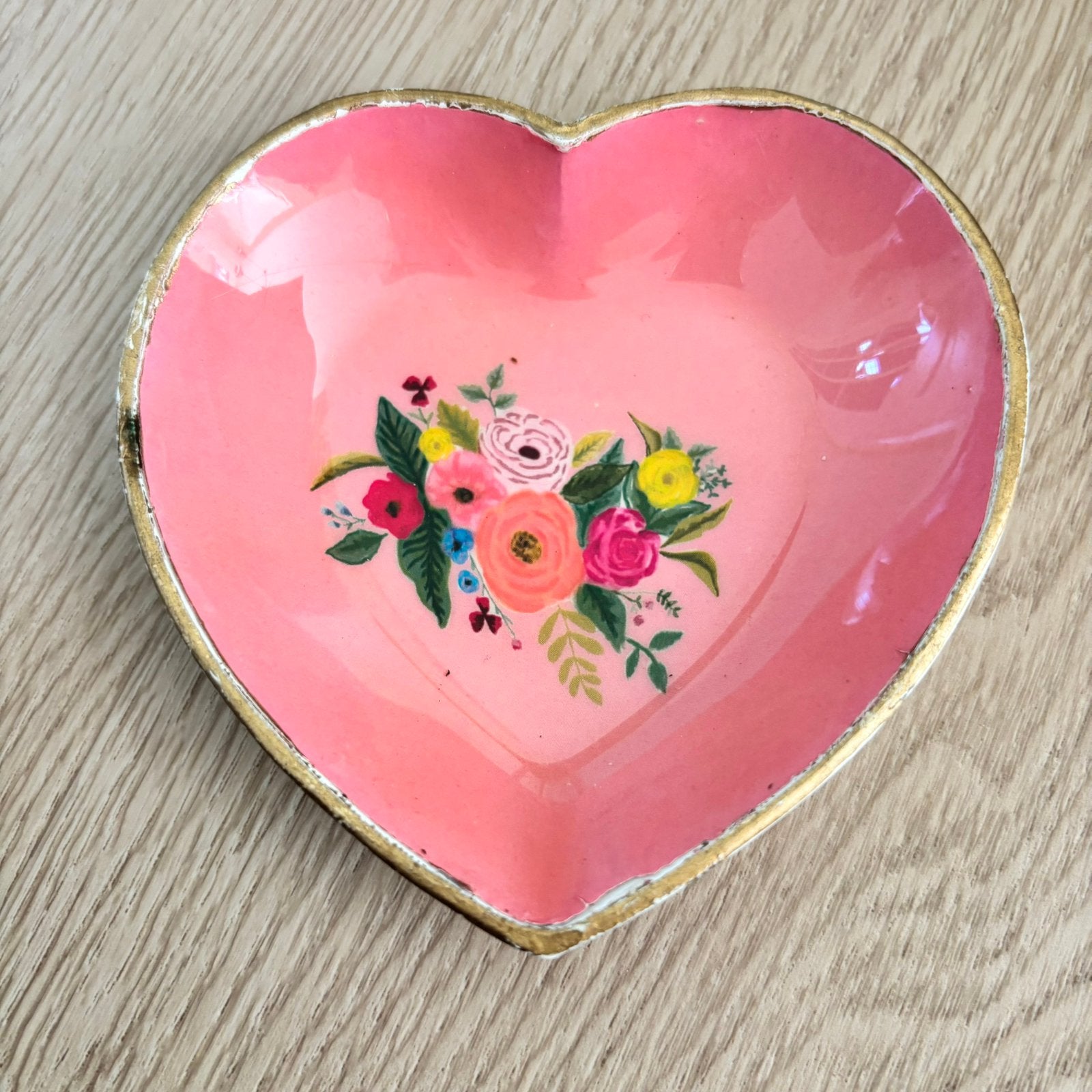 Vintage schaaltje met bloemen, hartje, Verzamelen, Verzenden, Huis en Inrichting