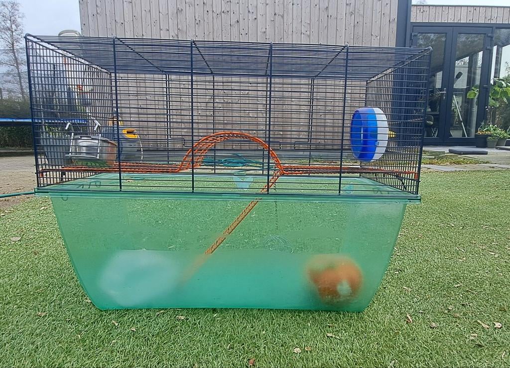 Gerbil knaagdieren kooi met accessoires, Kooi, Gebruikt, Minder dan 75 cm, Ophalen