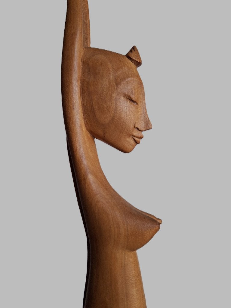 Bali Art Deco 56,5 cm Mid-Century Wayang topeng kris ikat 25, Hout, Beige, Gesneden, Ophalen of Verzenden