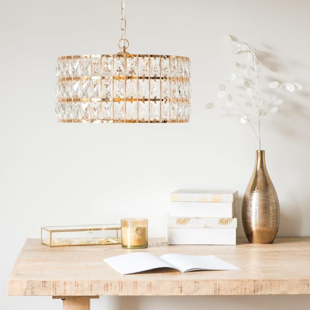 Maisons Du Monde  Hanglamp Goudkleurig Metaal, Ophalen, Zo goed als nieuw, Glas, Luxe, Glamour, Modern
