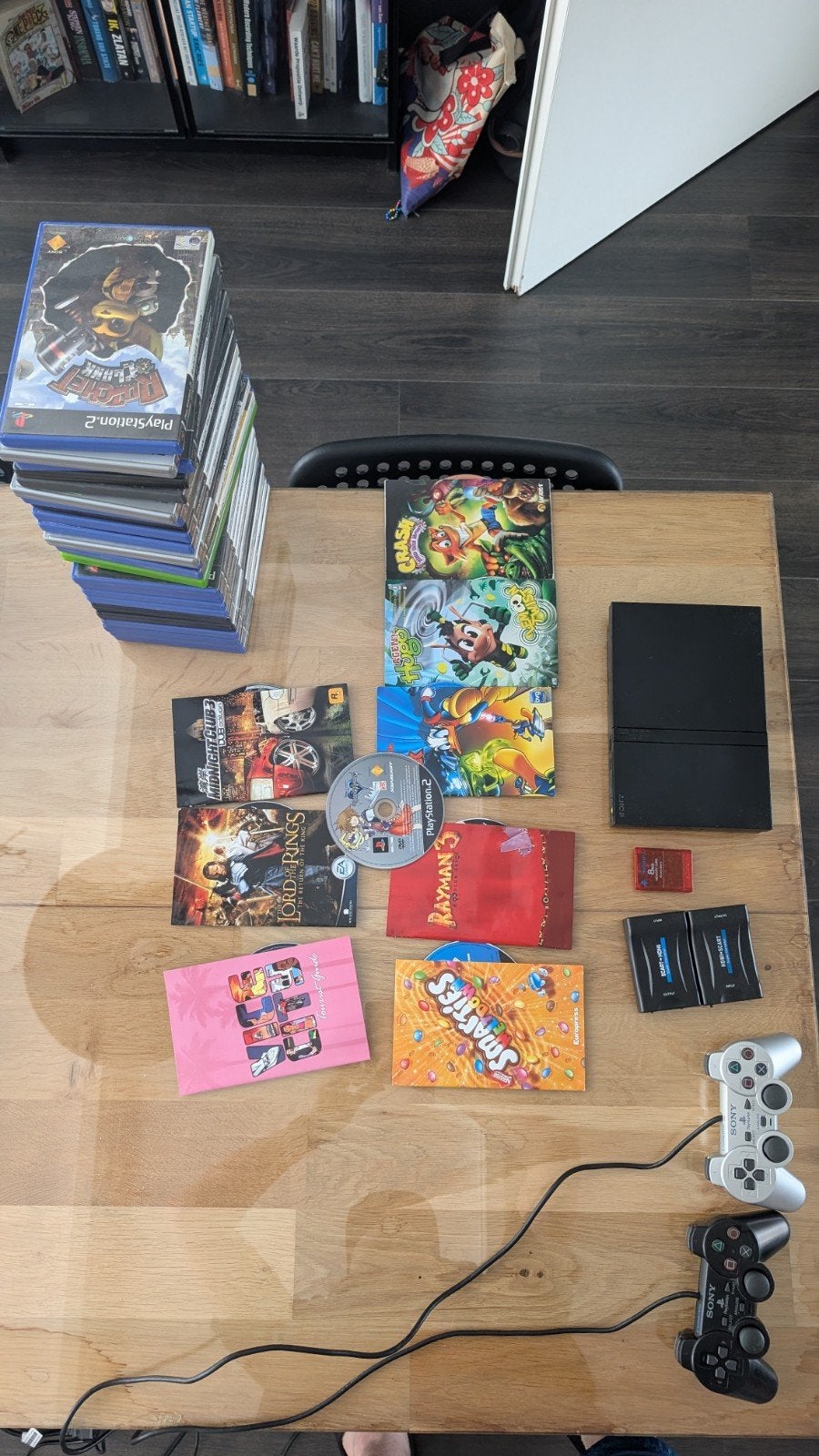 PS2 Slim Compleet, 2 Controllers, Memory Card en games, Spelcomputers en Games, Spelcomputers | Sony PlayStation 2, Gebruikt, Verzenden
