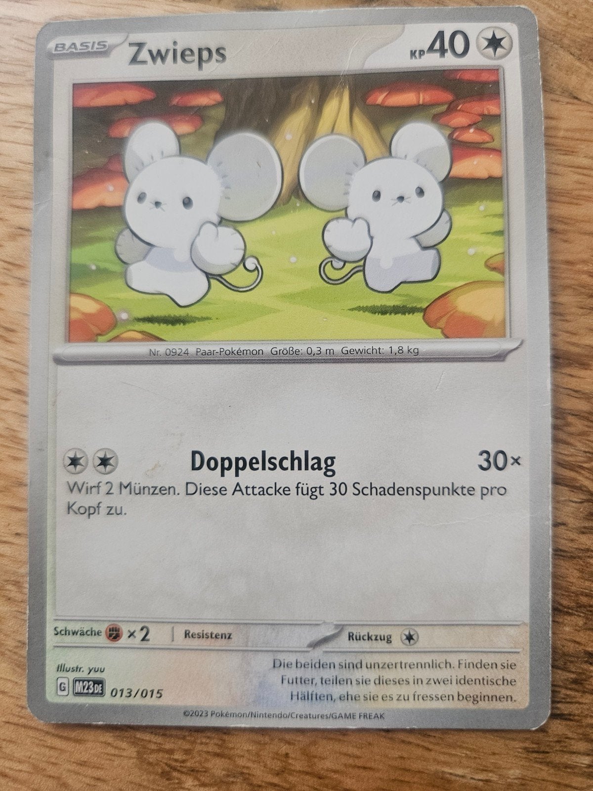 Zwieps (Tandemaus) Duitse seriePokémon Kaart - Basis 013/015, Ophalen of Verzenden, Zo goed als nieuw, Losse kaart