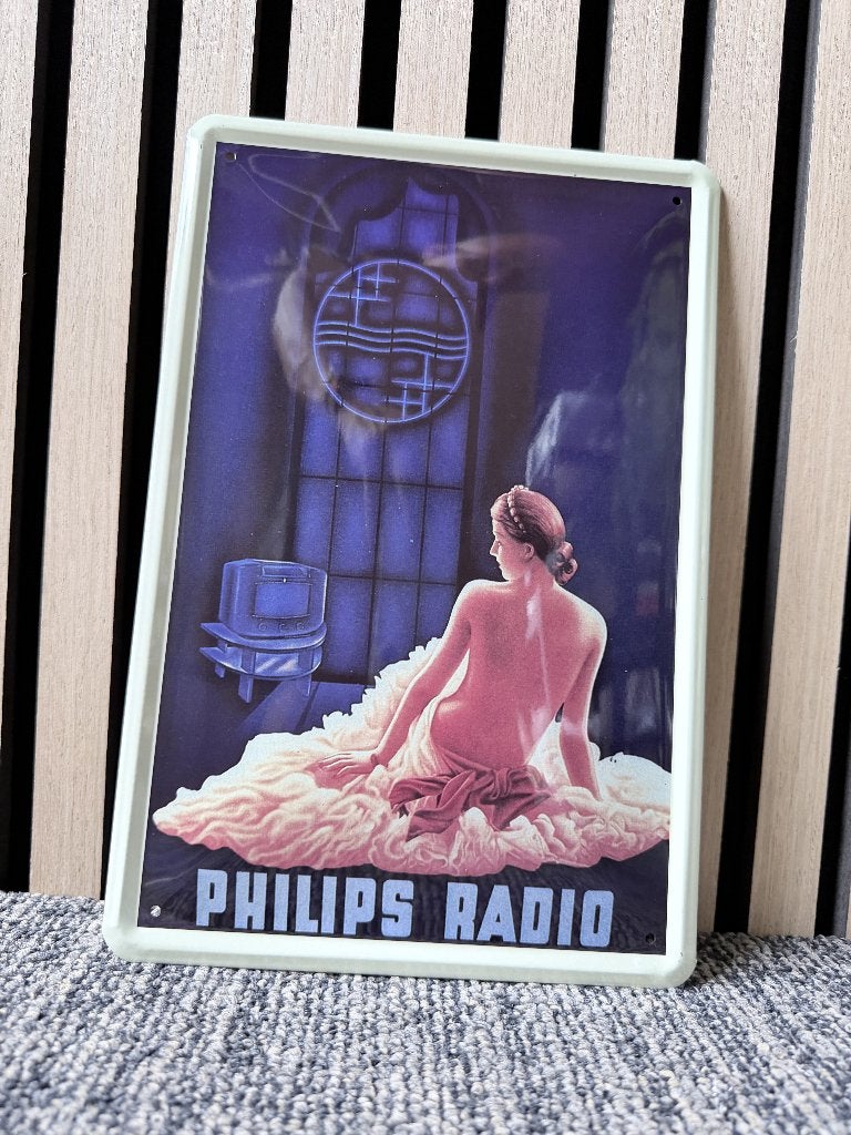 Philips Radio metalen reclamebord (Old Look), Www.pand50.nl, Reclamebord, Nieuw, Ophalen of Verzenden