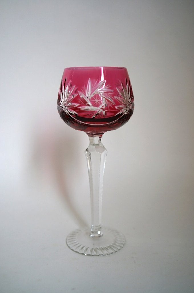 vintage geslepen glas wijnglas rood West-Germany, DDR Polen., Antiek en Kunst, Ophalen of Verzenden