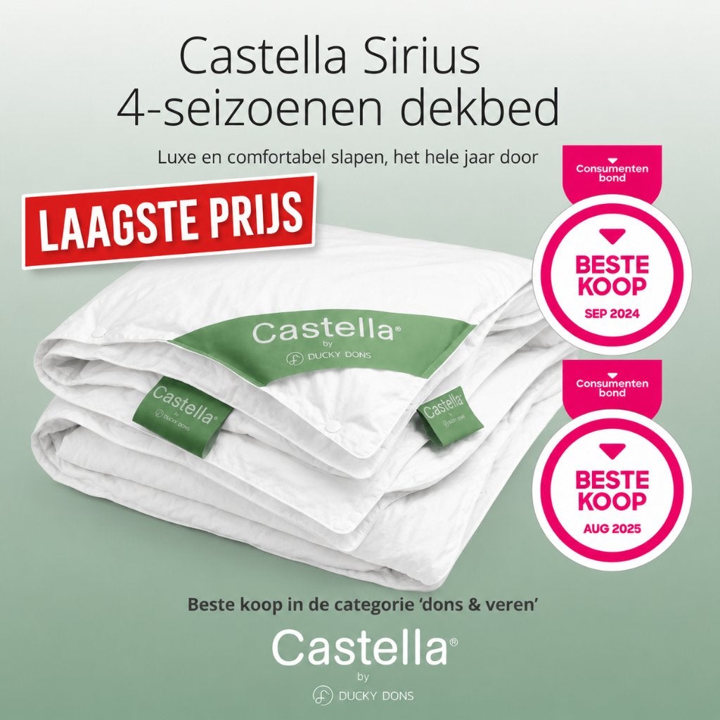 Castella Sirius Beste Koop dekbed actie nu laagste prijs!, Info@duckydons.nl, Wit, Ophalen of Verzenden, Deken of Dekbed