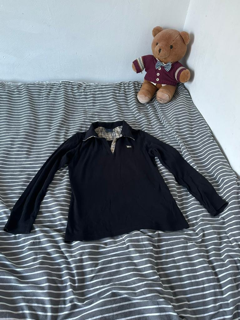 Burberry longsleeve poloshirt, Kleding | Heren, Polo's, Ophalen of Verzenden, Zo goed als nieuw, Maat 46 (S) of kleiner, Zwart