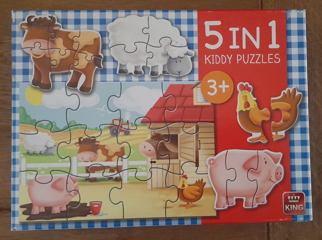 5 in 1 kiddy puzzles 3+, Ophalen of Verzenden, 10 tot 50 stukjes, Gebruikt, 2 tot 4 jaar