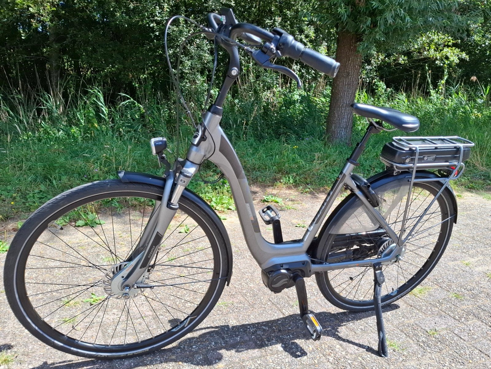 Nette elektrische Giant damesfiets/E-bike, Middenmotor ✅️, Ophalen, Versnellingen, Giant, Zo goed als nieuw