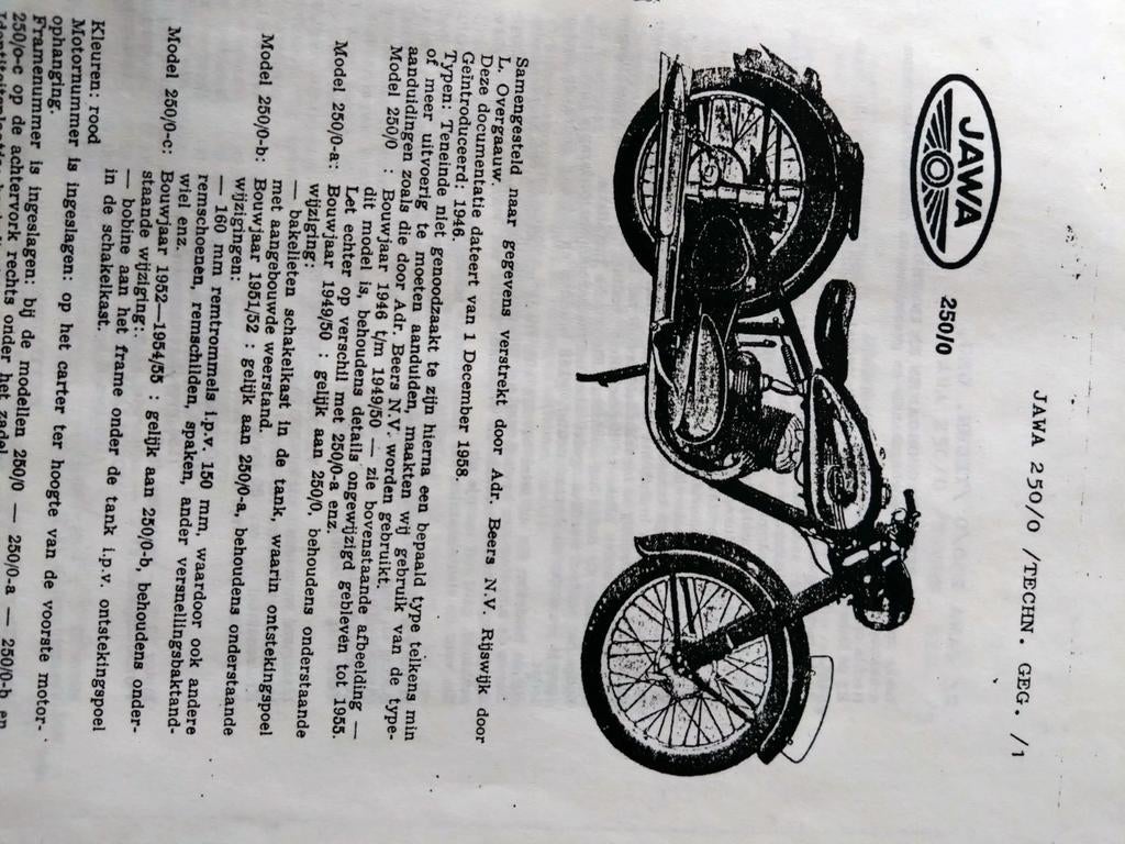 Werkplaatshandboek JAWA 250/0, Ophalen of Verzenden