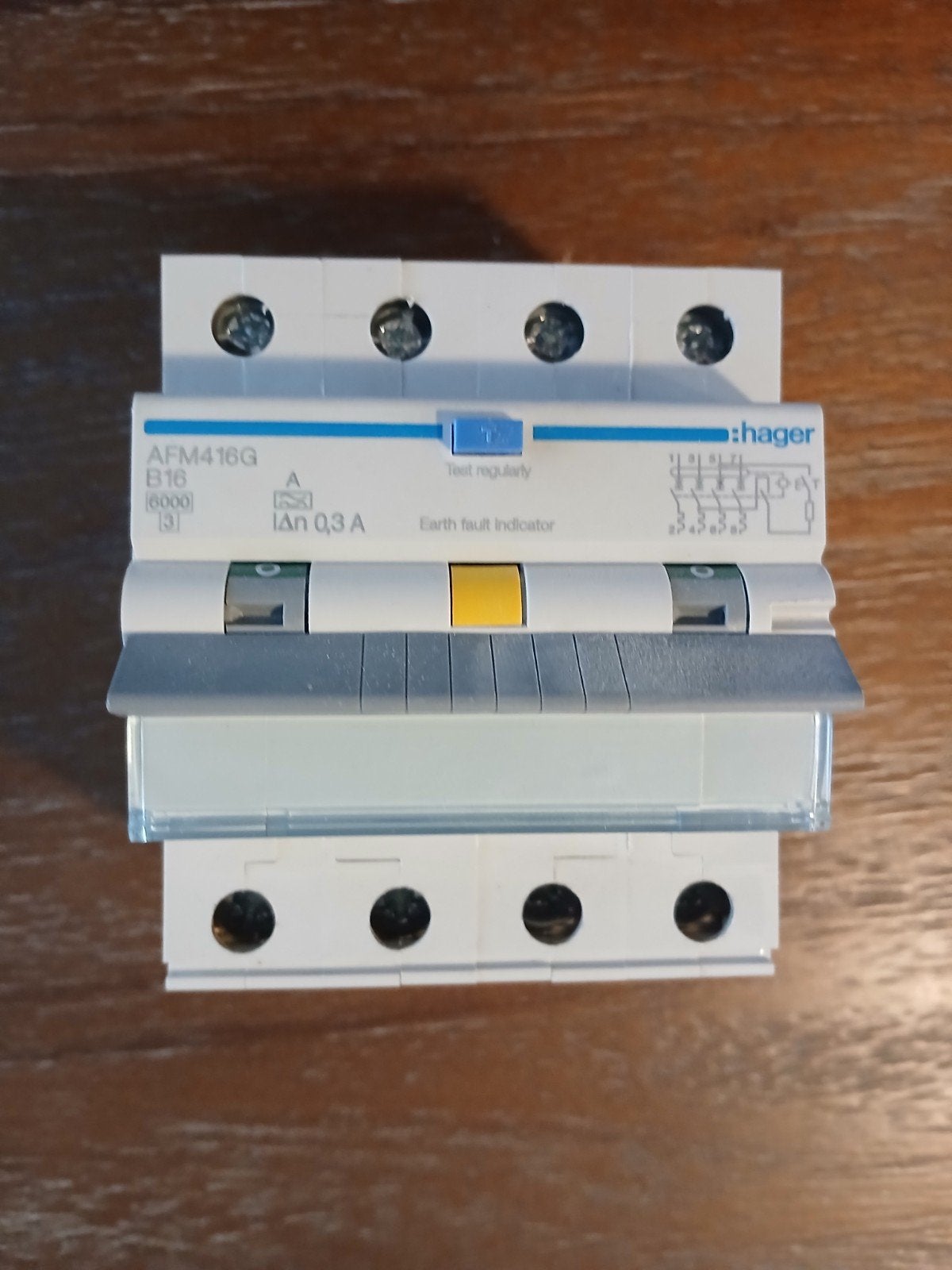 Hager AFM416G B16 aardlekautomaat 300 Ma, Ophalen of Verzenden, Zo goed als nieuw, Hager, Aardlekautomaat