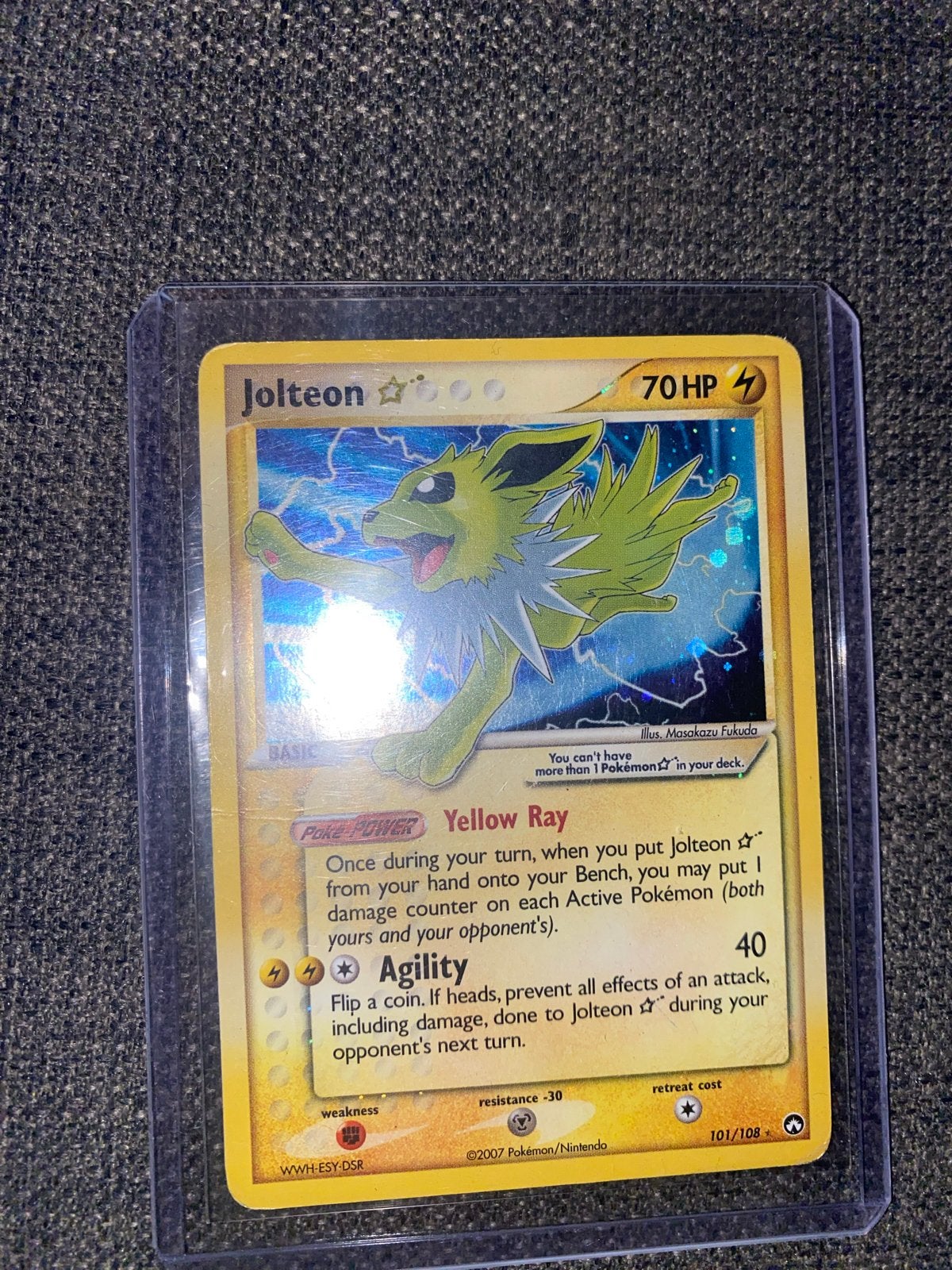 Jolteon Gold Star Pokémon Kaart (101/108) - Holo, Ophalen of Verzenden, Zo goed als nieuw, Losse kaart, Foil