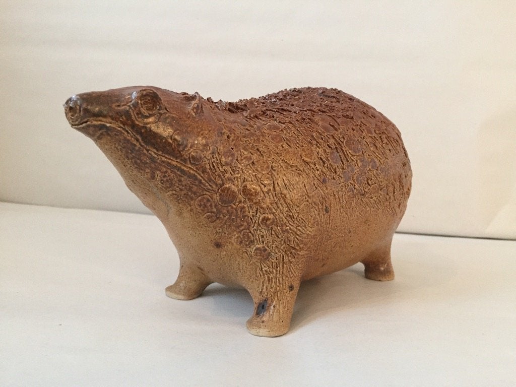 Uniek Vintage Studio Keramiek Dier (Egel/Das), Antiek en Kunst, Ophalen, Meerkleurig, Beeld, 11 cm