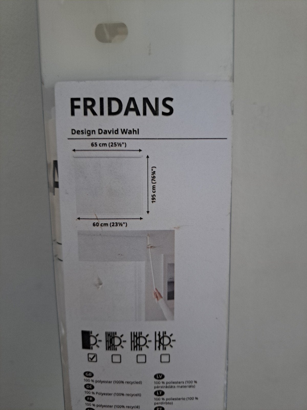 IKEA FRIDANS Rolgordijn 60x195 cm - Nieuw in verpakking, Modern, functioneel, Wit, Nieuw, 150 tot 200 cm