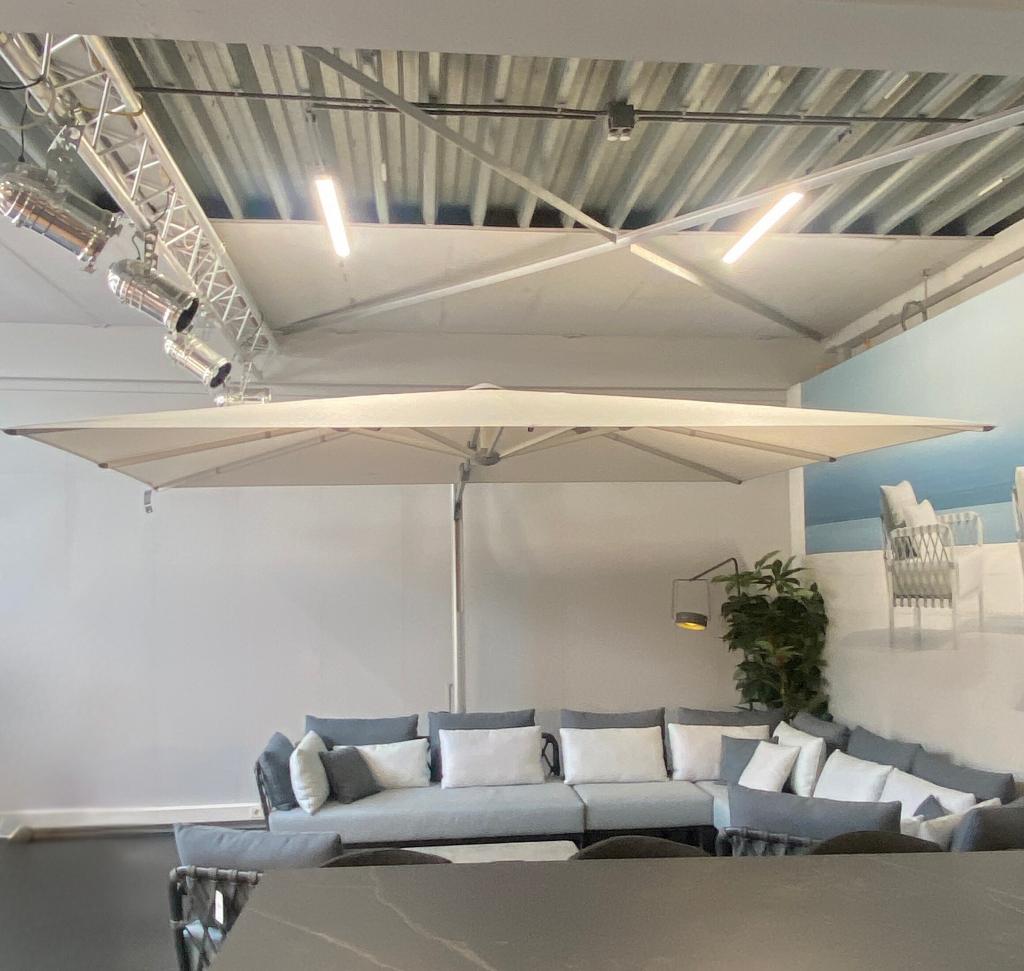 Vrijhangende parasol Glatz Ambiente 400x300+LED verlichting, Tuin en Terras, Parasols, Ophalen, Verstelbaar, Nieuw, Zweefparasol