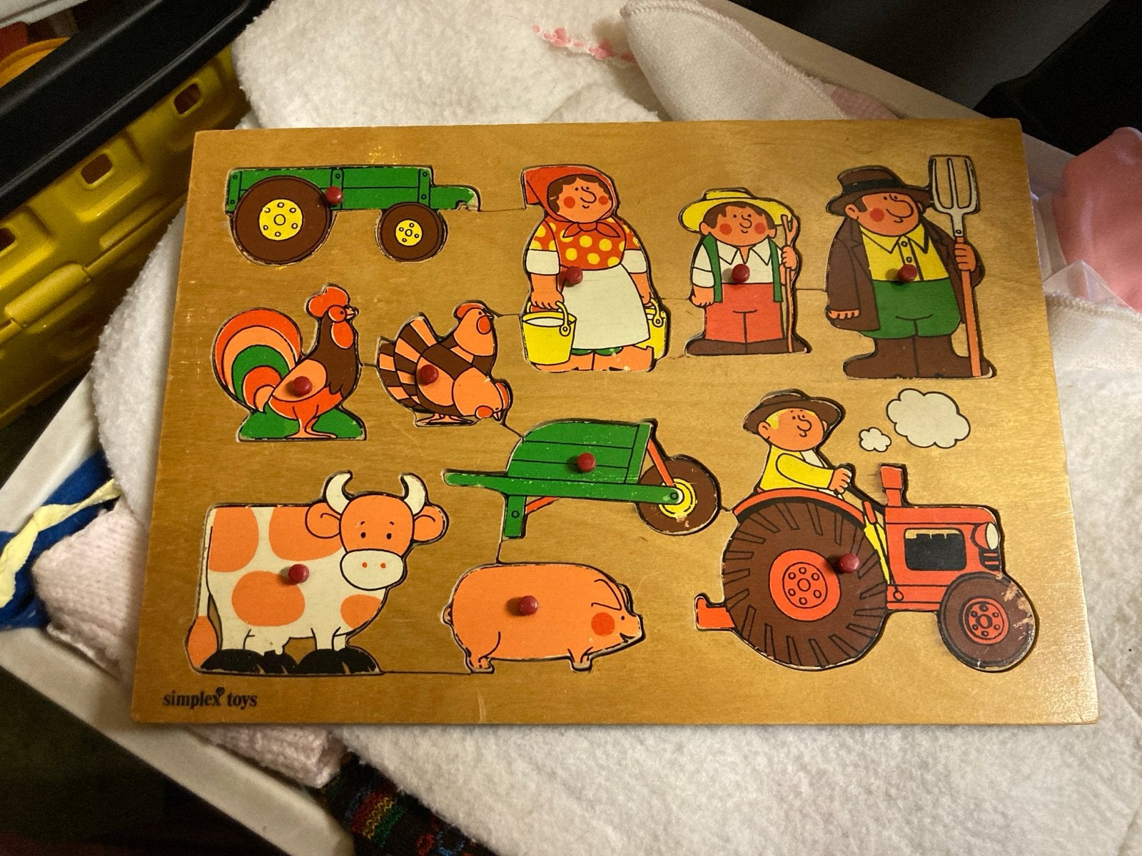 2 Houten Boerderij Puzzels, 2 tot 4 jaar, Gebruikt, 10 tot 50 stukjes, Ophalen of Verzenden